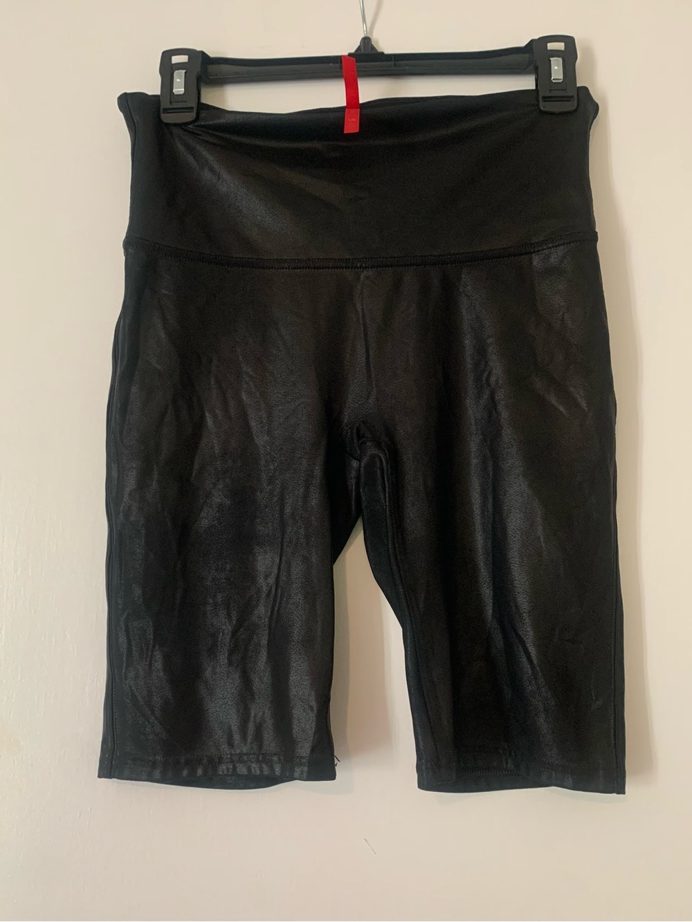 SPANX Faux Leather Bike Shorts Black High Rise Shapewear Athleisure Large L